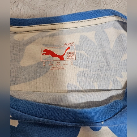 MMQ x Puma Blue White Palm Resort T Shirt Men XL - Picture 4 of 7
